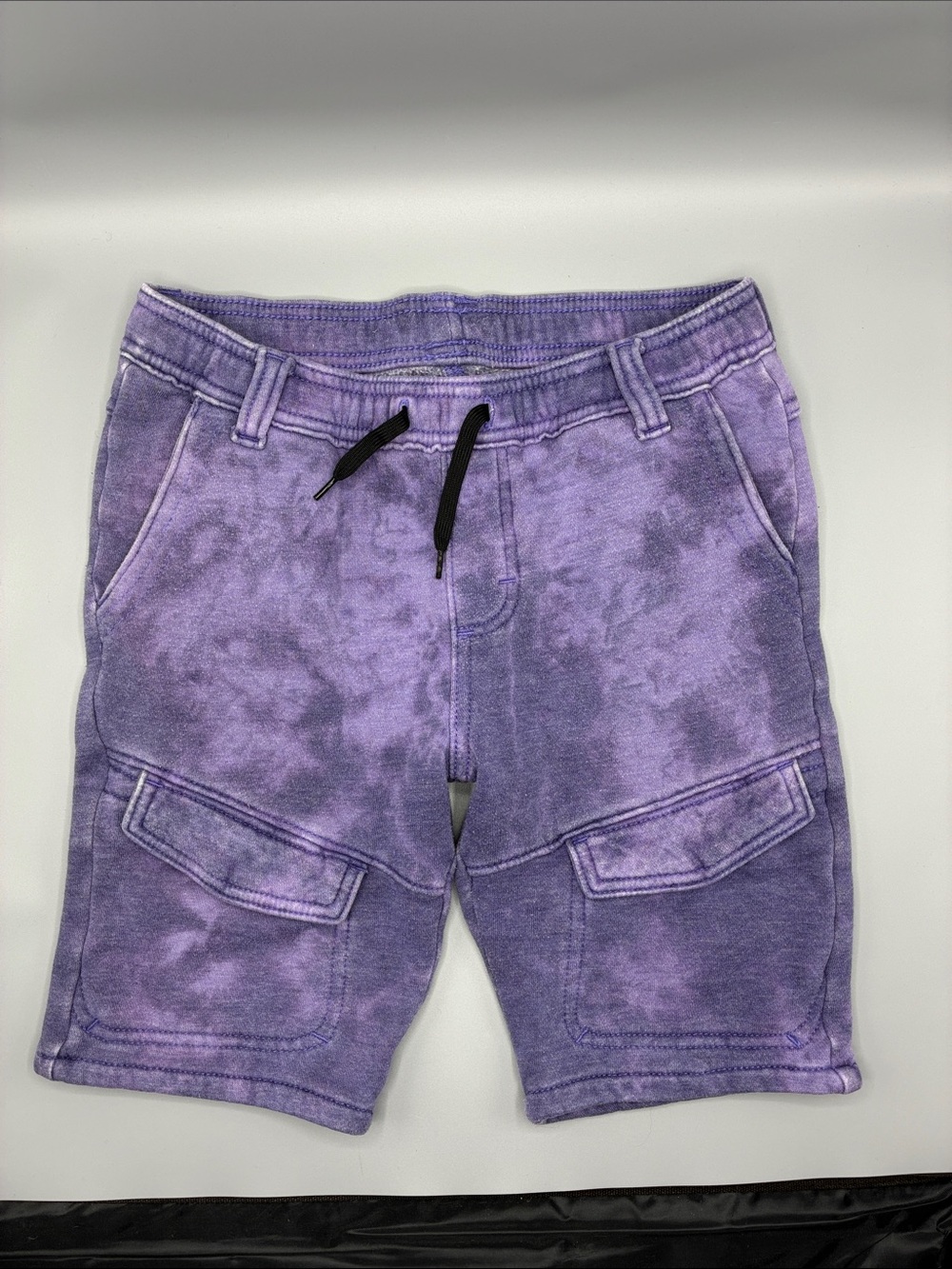 3/$10 Wrangler Purple Tie-Dye Cargo Sweat Shorts - boys medium